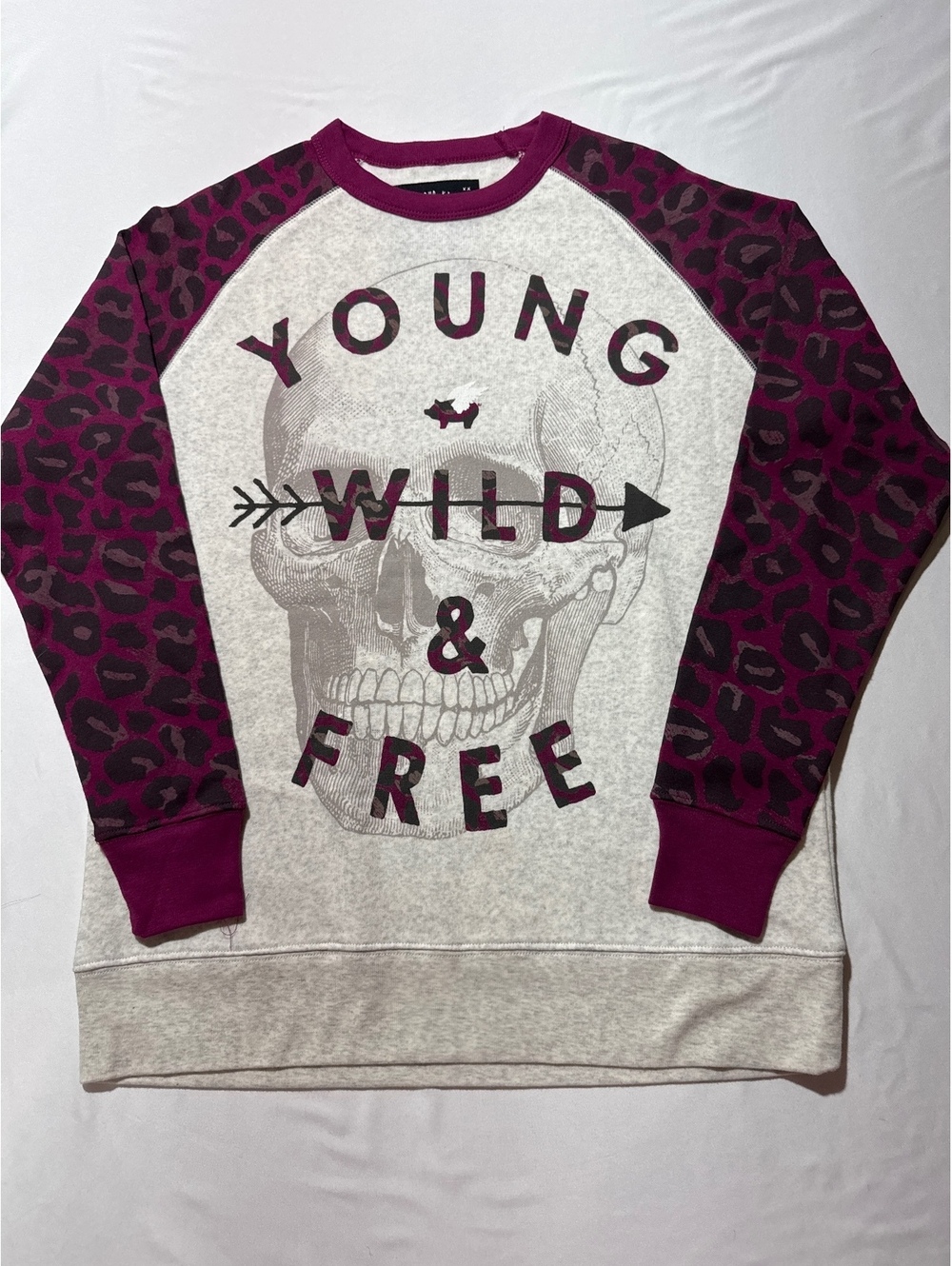 Glamour Kills 'Young Wild & Free' Skull Sweatshirt - Medium,